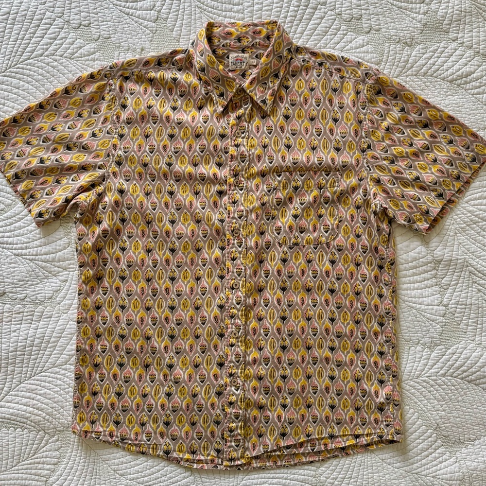 Faherty Button Down Shirt, Banana Leaf Gray, Size L - Picture 2 of 10